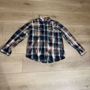 Franklin Flannels Plaid Bleached Button Down Shirt Womens Size Large